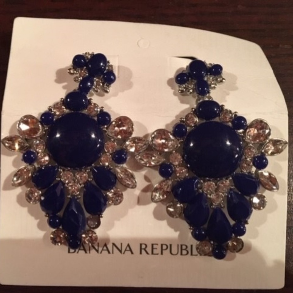 Banana Republic, Lg Blue/Clear Stone Earrings NEW!